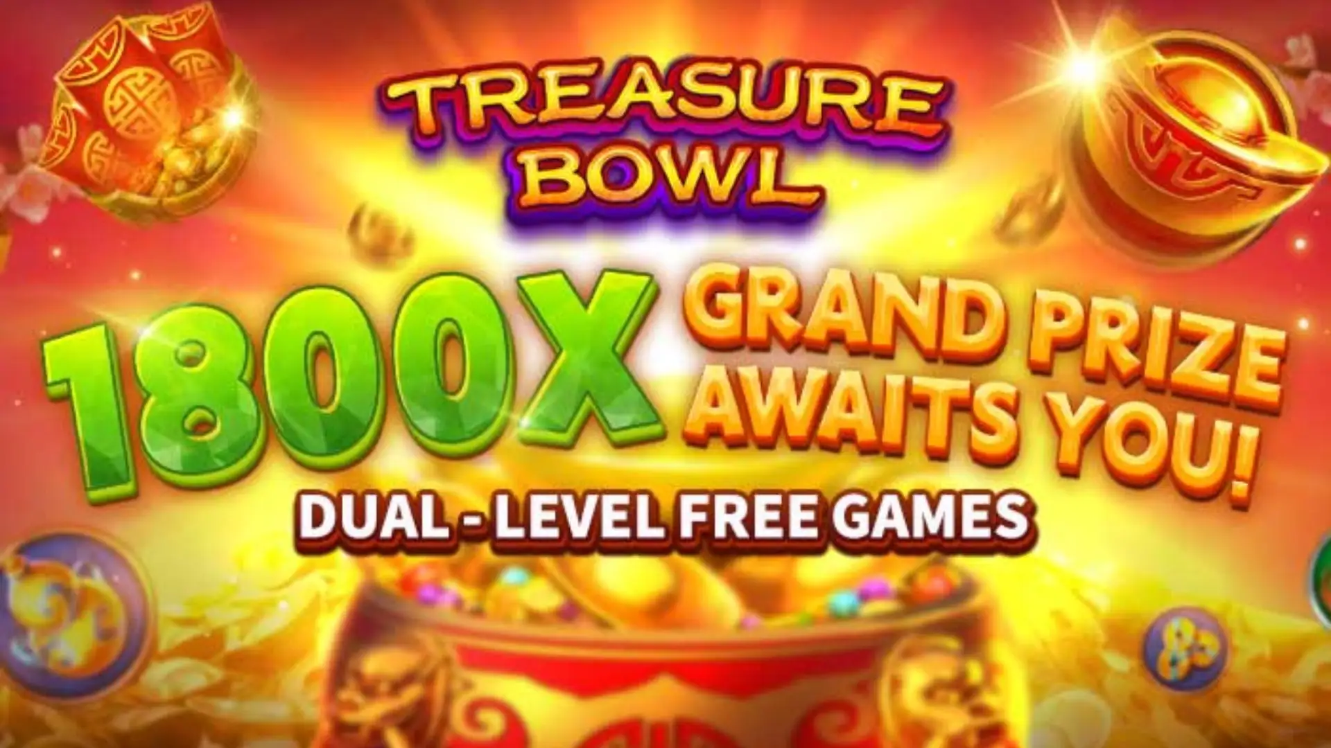 Multiplicadores Treasure Bowl 555fb - 7777x Máximo com Tigela Dourada